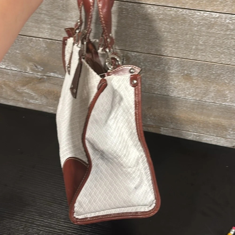 CLAUDIA Firenze genuine leather white and brown made in Italy shoulder bag